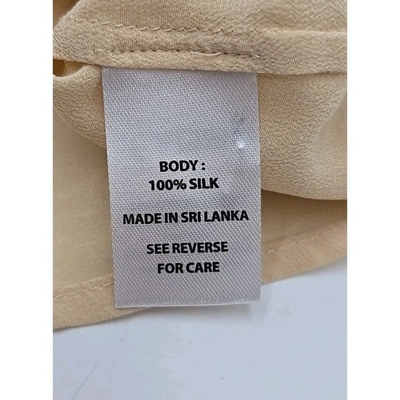 Spartina 449 Honey Wheat Blouse Silk L Quiet Luxury Minimalist Neutral Capsule - Picture 6 of 7
